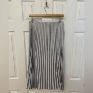 J. Crew Elegant ‘Gwyneth’ Silver Pleated Midi Skirt